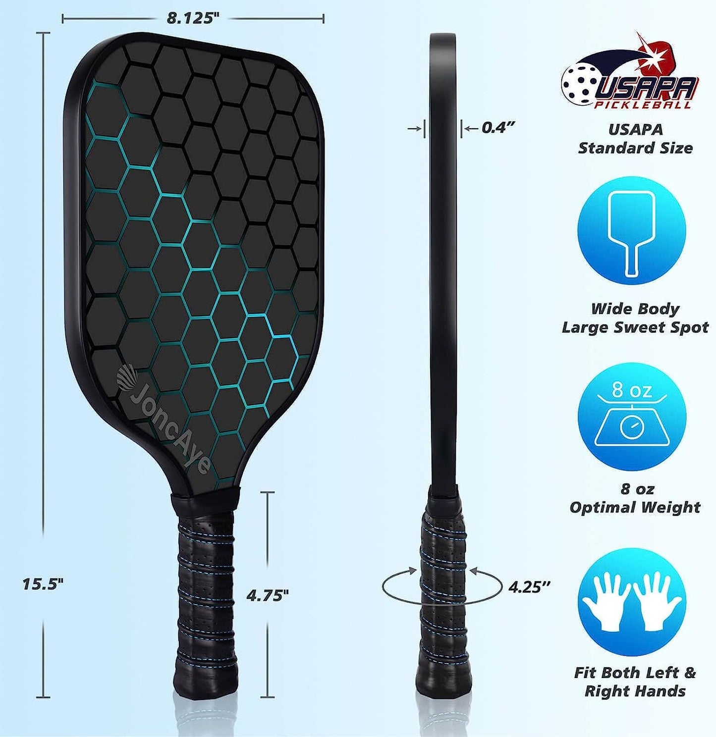 JoncAye Pickleball Paddle Full Set – Set of 4