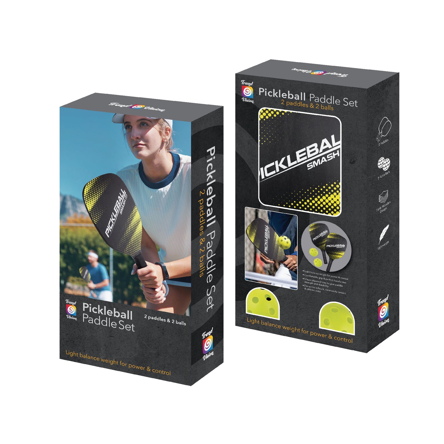 Pickleball Set - 2 Wooden Paddles and 2 Balls