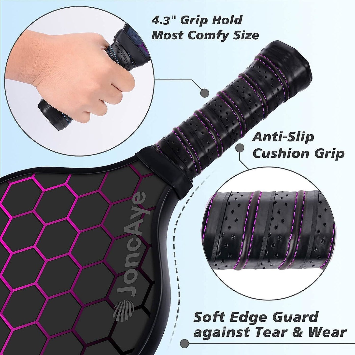 JoncAye Pickleball Paddle Full Set – Set of 4